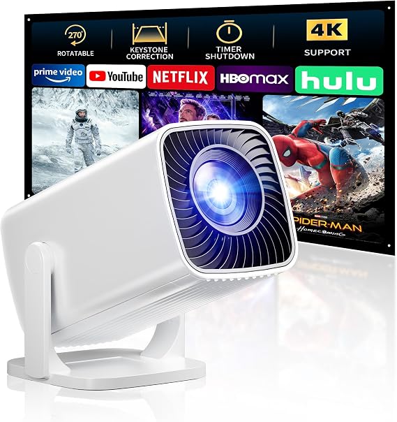 Mini Projector, Portable Proyector Full HD 1080P, Home Theater Projector with 270 Stand, Compatible with Smartphone/TV Stick/Laptop/Game Consoles/USB