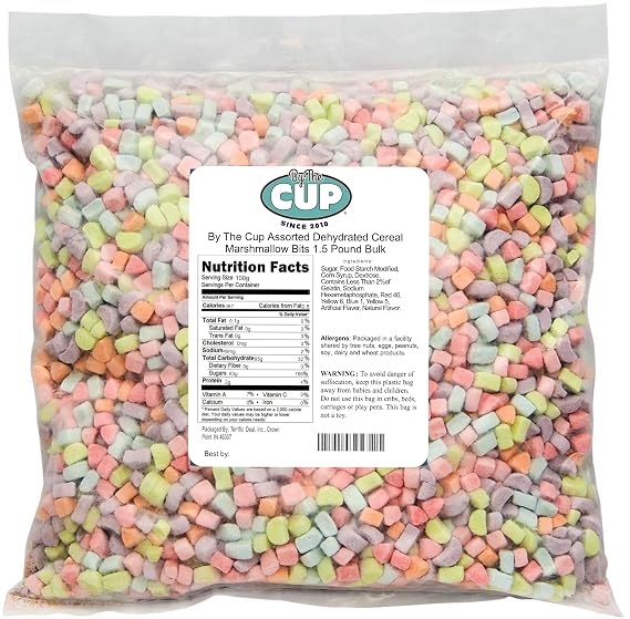 By The Cup Assorted Dehydrated Cereal Marshmallow Bits, 1.5 lb Bulk Bag