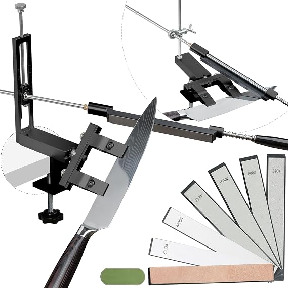 CWOVRS S09 Knife Sharpening System, Quick C-Clamp Fix Angle Knife Sharpener