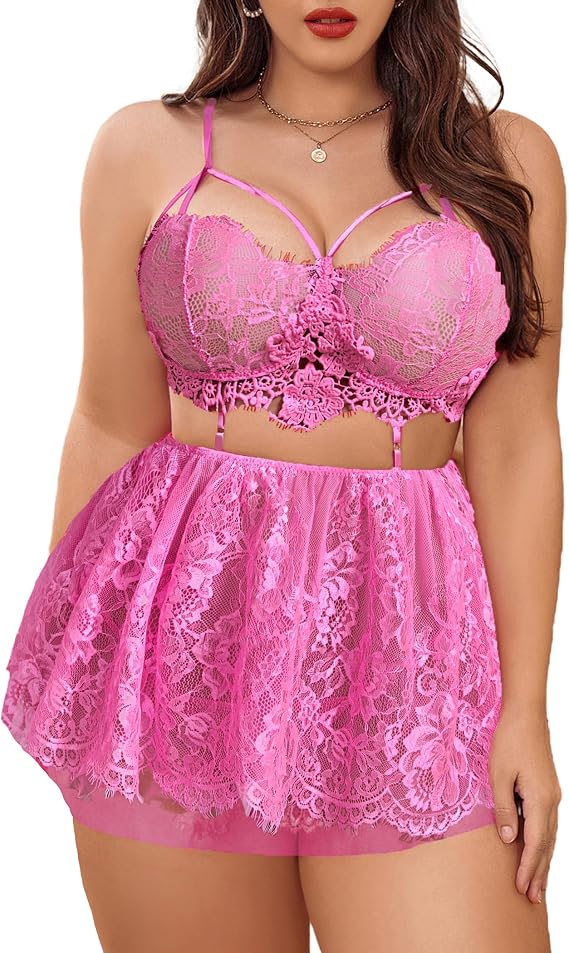 Avidlove Plus Size Lingerie Womens Babydoll Chemise Nightgown Lace Nighty Sleepwear L-5X