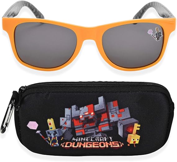 Minecraft Kids Sunglasses with Kids Glasses Case, Protective Toddler Sunglasses
