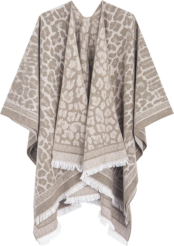 MissShorthair Women's Printed Shawl Wrap Fashionable Open Front Poncho Cape, Gift for Women
