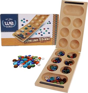 WE Games Solid Wood Folding Mancala Board Game - 18 in., Travel Games for Adults, Home Decor, Living Room Decor, Birthday Gifts, Table Games