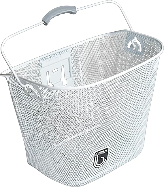 Bicycle Basket with Bracket White, Front Quick Release Basket, Removable, Wire Mesh Bicycle Basket, fit Handlebar Size 25.4 mm, NEW, White by Biria
