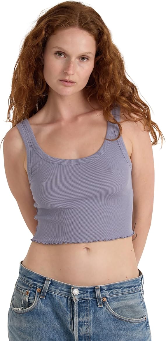 Organic Basics Womens Core Rib Crop Tank Top