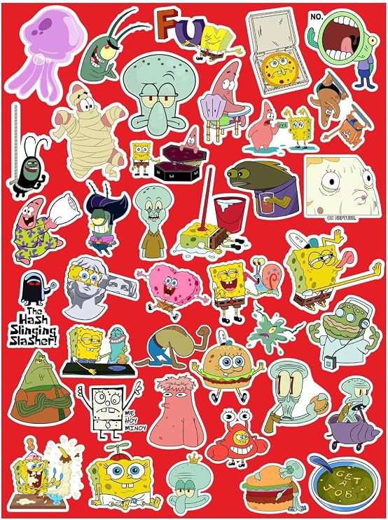 Sünger Bob Kare Şort Seri 1 Sticker Telefon Laptop Notebook Tablet Defter Matara Stiker Etiket