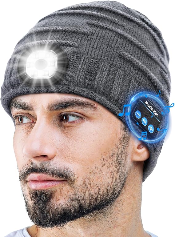 Stocking Stuffers for Men Adults, Bluetooth Beanie with Light | Christmas Mens Gifts for Men, Mens Stocking Stuffers, Toque with Light, Dad Gifts for Him Dad Cool Gadgets