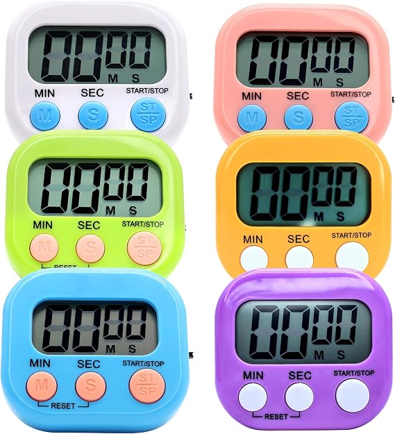4 Pack Multi-Function Electronic Timer - Kitchen Timer,Magnetic Digital Timers,Big LCD Display, ON/Off Switch,Extensively Use in Cooking,Gym, Meeting, Classroom,Kitchen,Study,Work,Outdoor Activities