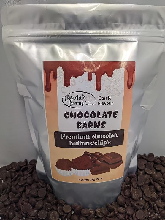 Chocolate Premium Dark Chocolate Buttons 1Kg , Melting Couverture Chocolate Used for Baking Includes 54% Cocoa Easy to use in Form of Chips, Callets