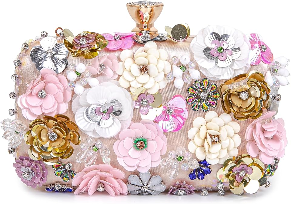 BBTT.ful Women Clutches Flower Evening Handbag Chain Strap Shoulder Bag handbag Wedding bag purse