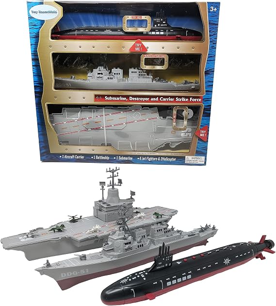 Toy Aircraft Carrier Submarine and Battleship Destroyer Combo