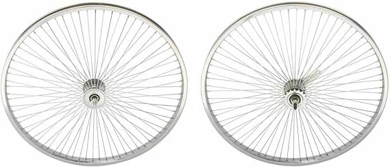 Chrome 26" 144 Spoke Wheel Set. Front and Back Coaster Wheel