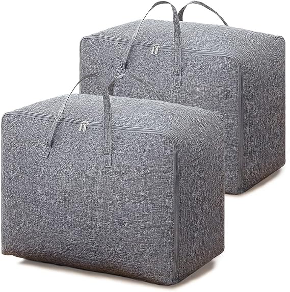 Clothes Storage Bag, Duvet Storage Bags King Size, Storage Bags for Comforters, Clothes, Quilt, Blankets, Bedding, Duvet Bags, Underbed Storage Bags with Zips, Foldable, No-smell,2pcs-75L