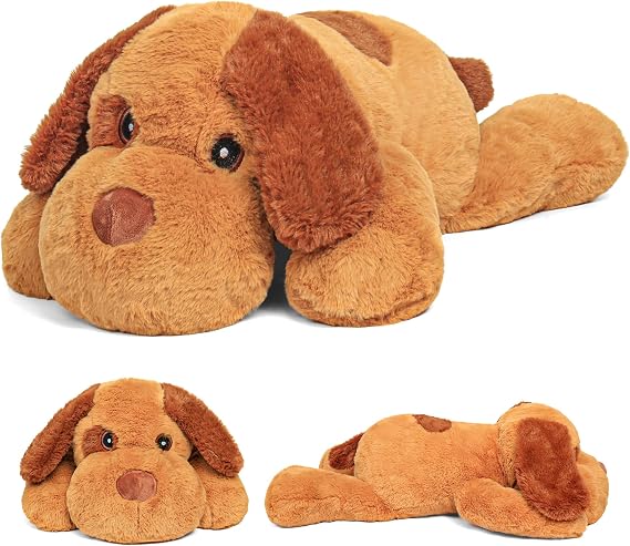 JellyMallow 5lbs 24 Inch Dog Weighted Stuffed Animals Weighted Dog Plush | Weighted Brown Dog Stuffed Animal Plushies Pillows Gifts for Adults Women Men Boys Girls and Kids
