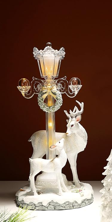 Icy Craft Street Lamp with Deer Scene
