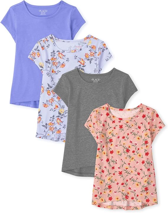 The Children's Place girls Short Sleeve High Low Top