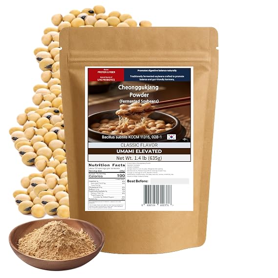 KorGourmetta | Cheonggukjang Powder 22.4oz (635g) - Korean Traditional Fermented Soybean Powder Umami-Rich High Protein Natto Powder Alternative |