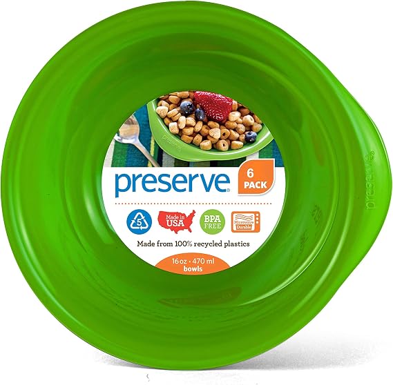 Preserve Everyday 16oz BPA-Free Bowls, 6-Pack, Apple Green
