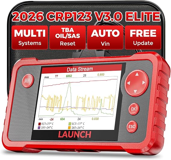 LAUNCH CRP123 V3.0 Elite OBD2 Scanner,Engine ABS SRS Transmission,3 Resets