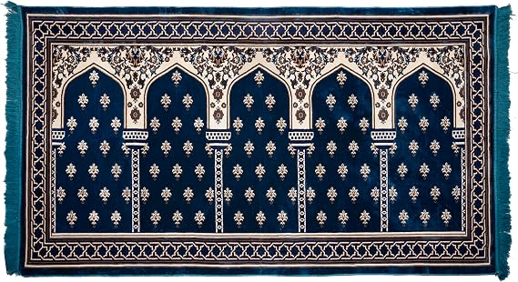 Modefa Muslim Prayer Rug - Multi Person Mihrab (5 Person Blue)