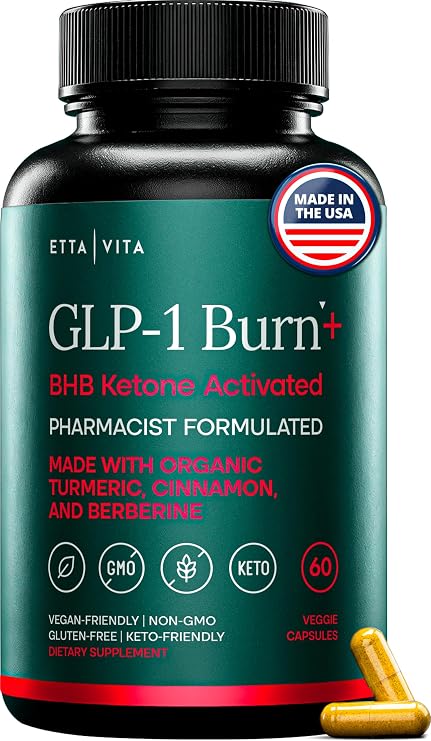 GLP-1 Supplement for Appetite Support with BHB Ketones, ACV, Berberine HCL | GLP-1 support supplement for women and men withoragnic turmeric and cinnamon, vegan, herbal, non-GMO, made in USA, 60ct