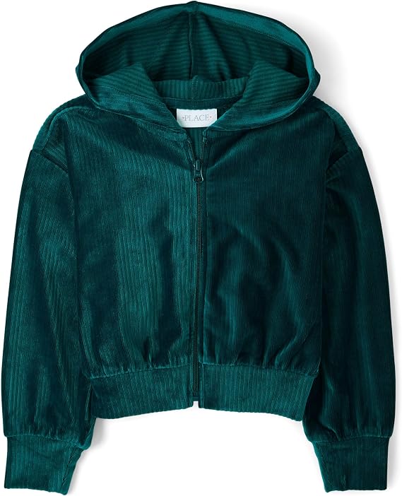 The Children's Place Girls' Long Sleeve Hooded Fleece Full Zip Up
