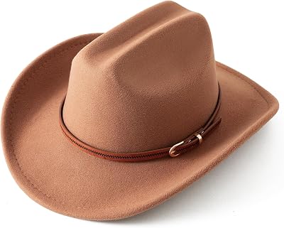 JOYEBUY Vintage Wide Brim Felt Girl Boy Cowgirl Cowboy Hat for Kids Wide Brim Western Cowgirl Hat