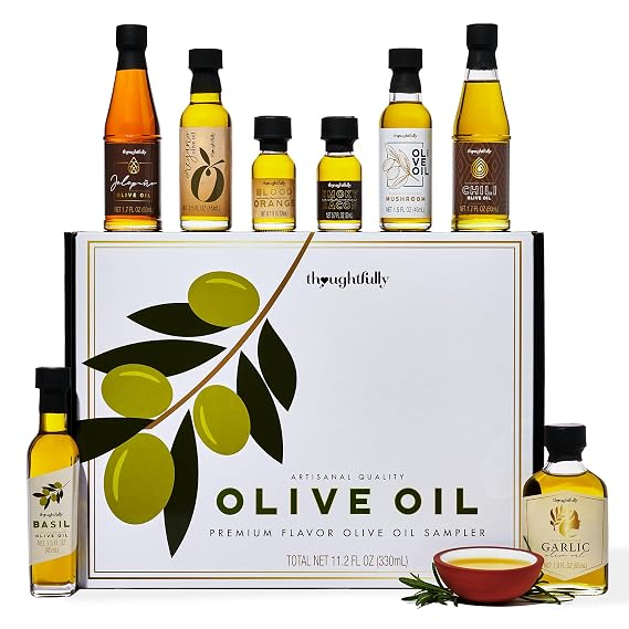 Olive Oil Sampler Gift Set, Gourmet Flavored Collection, Set of 8 | Infused Oils, Bread Dipping Oil, Finishing Oil, Cooking Gift, Foodie Gift, Home Chef, Housewarming, Hostess Gift, Gourmet