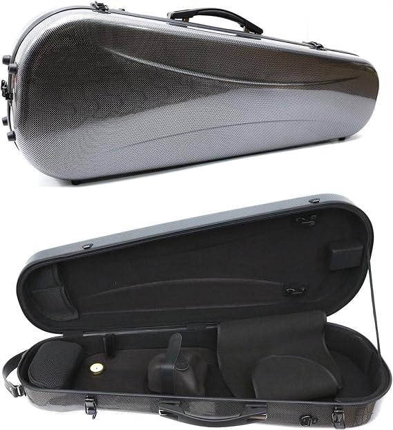 Vetimobato Carbon Fiber Viola Case 16 Inch Lightweight Hard Shell with Adjustable Interior Fits 15-17'' Violas Protective Shield Hygrometer 4 Bow Holder Backpack Strap for Professional