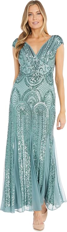R&M Richards Women's Chateau Lumiere Beaded Gown