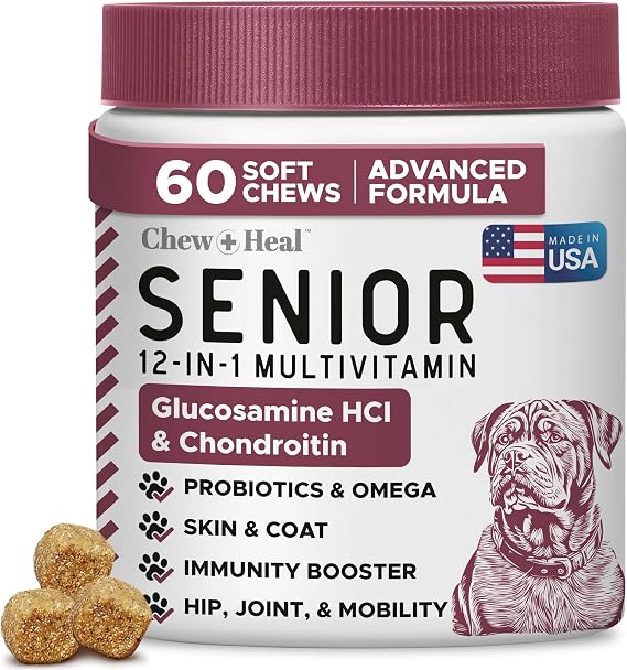 Senior Dog Vitamins and Supplements - 60 Soft Chew Multivitamin for Dogs