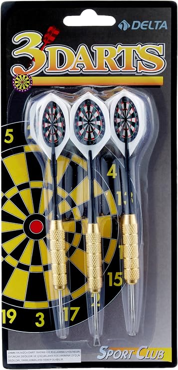 Delta Dart Oku (3’lü Set) - Çelik Uç + Pirinç Gövde + Renkli Kanat - Dart Oku Seti, 22 GR