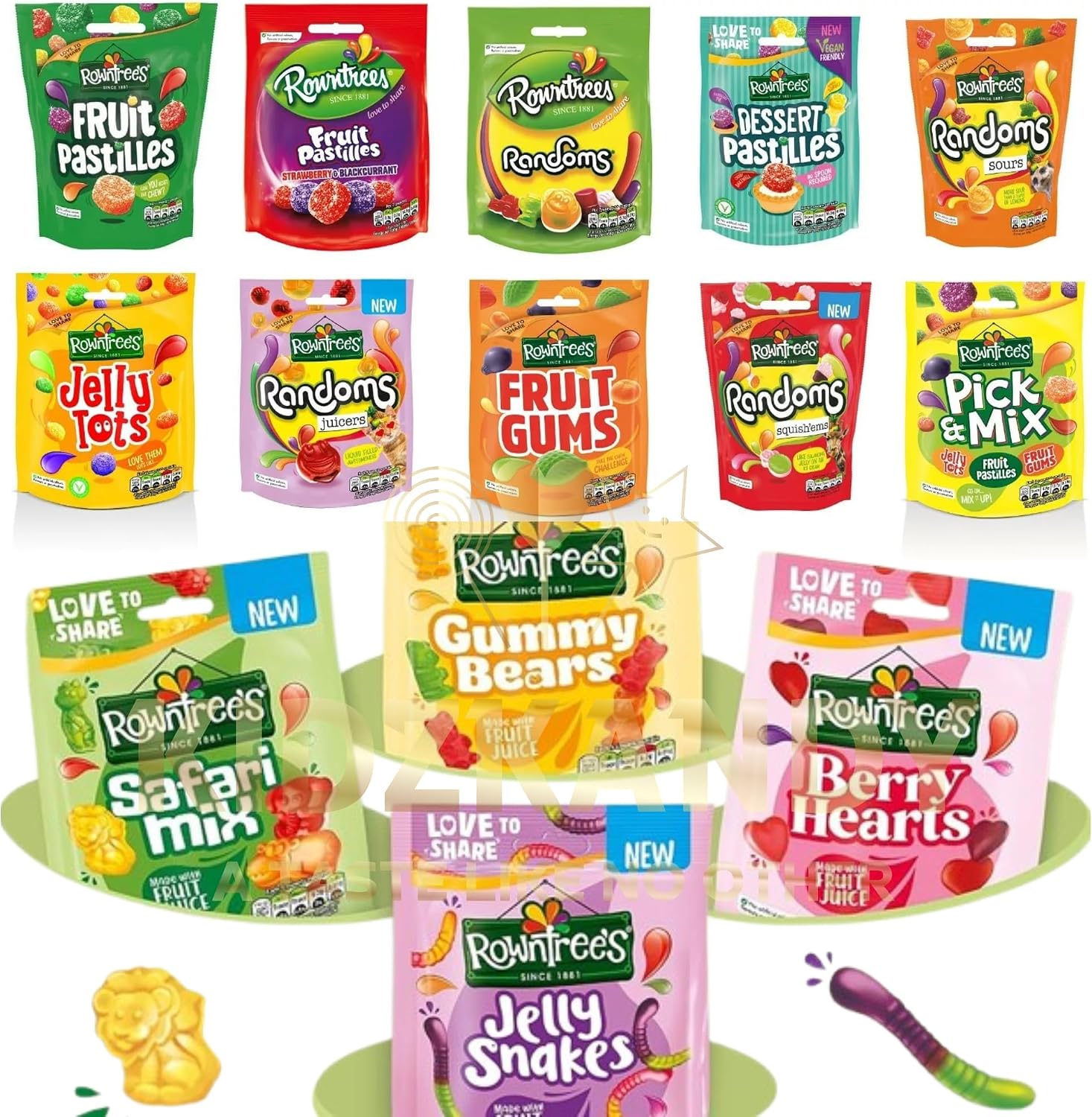 Fruit Sweet Bundle Fruit Pastilles, Randoms, Safari, Fruit Gums, Juicers, Jelly Tots, Pick & Mix, Tropical Tots And Many More Sharing Pouch - Random 3 Pouch