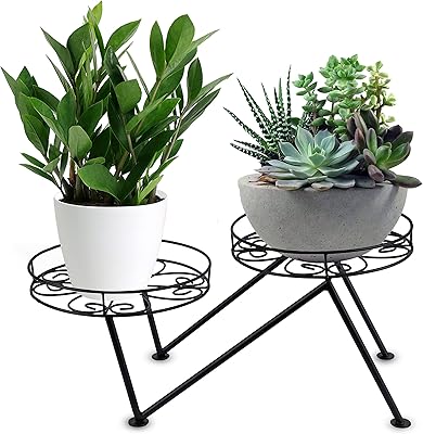 Plant Stand Indoor Otdoor Planter Stand Modern Metal Black Decorative Design for Pots Plants or Flowers