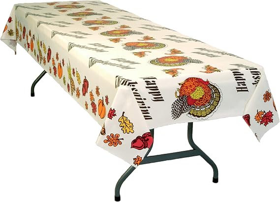 Thanksgiving Turkey Plastic Tablecloth 54" x 108"