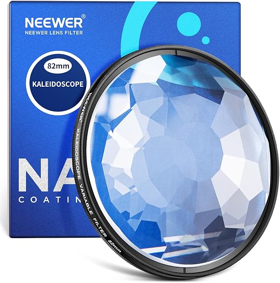 Neewer 82mm Kaleidoscope Prism Lens Filter, Photography Prism Crystal Glass Effect Filter with Multi Refraction and Variable Number of Photographic Subjects