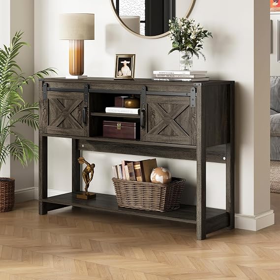FansaFurn Farmhouse Entryway Table with Storage