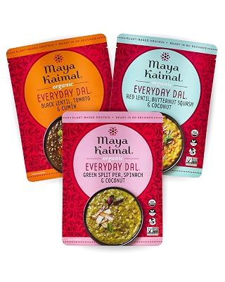 Maya Kaimal Foods - Organic Indian Everyday Dal - Variety Pack 10oz - Red Lentil, Black Lentil, Green Split Pea - Fully Cooked - Vegan - Microwavable - Ready to Eat Meals - Pack of 3