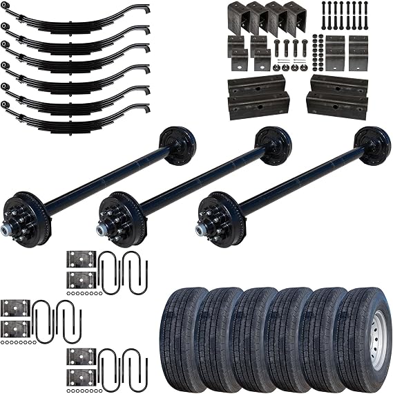 8000 lb TK Hybrid Triple Axle Trailer Kit - 24K Capacity (Original Series) 9/16" Studs, 75" Hubface 58" Spring Center