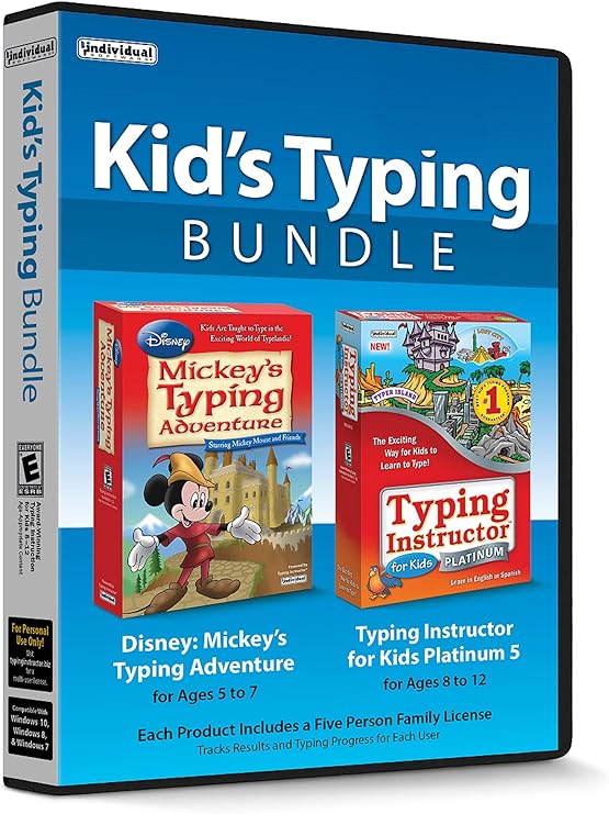Kid's Typing Bundle - Includes Two Software Typing Programs to Teach Kids How to Type with Mickey Mouse & Friends or on Typer Island - CD/PC