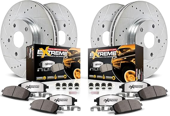 PowerStop Z36 Truck & Tow Brake Pad & Rotor Kit Front & Rear K3166-36 | Ford F-150 2010-11 Carbon Fiber Ceramic Brake Pads + Drilled & Slotted Rotors