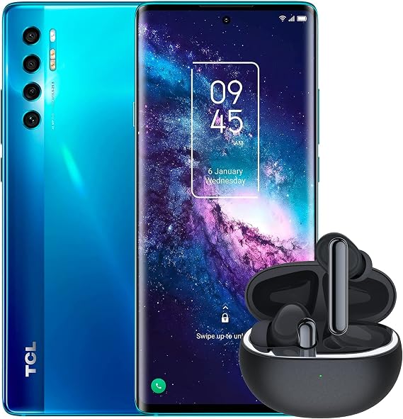 TCL 20 Pro 5G Unlocked Android Smartphone, 6GB+256GB, 4500mAh, Marine Blue MOVEAUDIO S600 True Wireless Earbuds, 32Hrs Playtime, Water Resistance,Black
