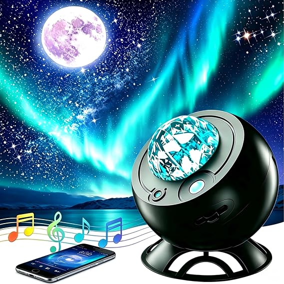 Star Projector,Northern Lights Projector,Galaxy Projector for Bedroom,3 HD Projection Lenses Moon Projector,Bluetooth Speaker Galaxy Projector,Star Lights,Aurora Light Projector,Room Decor (Black) [Energy Class F]