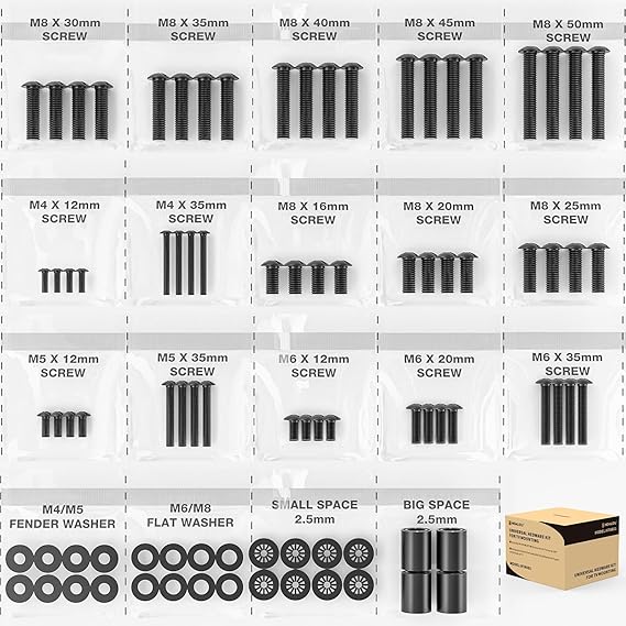 TV Mount Screws Universal TV Installation Hardware Kit Includes M4 M5 M6 M8 Sets Screws and Spacers for Samsung, Vizio, LG, TCL, Sony, Sharp, Philips, Panasonic & More Up to 100" HTA001