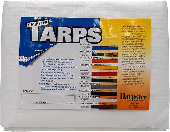 7 Ft. X 20 Ft. Heavy Duty 6 Oz. White Tarp 11-12 Mil Thick