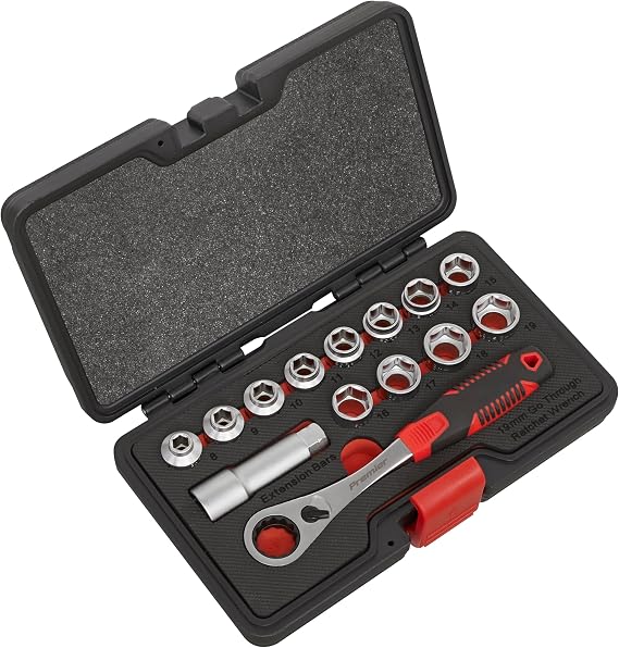 Sealey Ak6926 Socket Set 14Pc Go-Through Low Profile Walldrive Metric