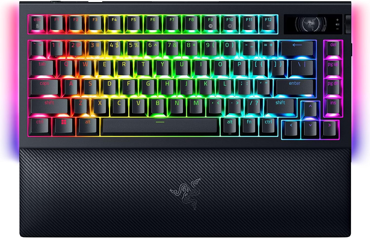 Razer Razer BlackWidow V4 Pro 75% HyperSpeed and HyperPolling Enabled 4K Hz Wireless Mechanical Keyboard, Orange Tactile Mechanical Switch, Command Dial, OLED Display, RGB 2-Sided Underglow and