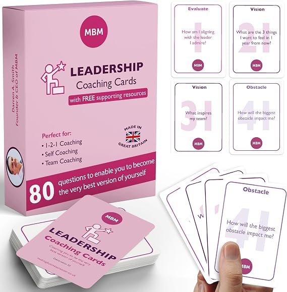 MBM Leadership Leadership Coaching Cards for Managers, Leaders & Coaches | 80 EVOC-model & emotional intelligence coaching cards for leadership development, confidence, team building & new managers