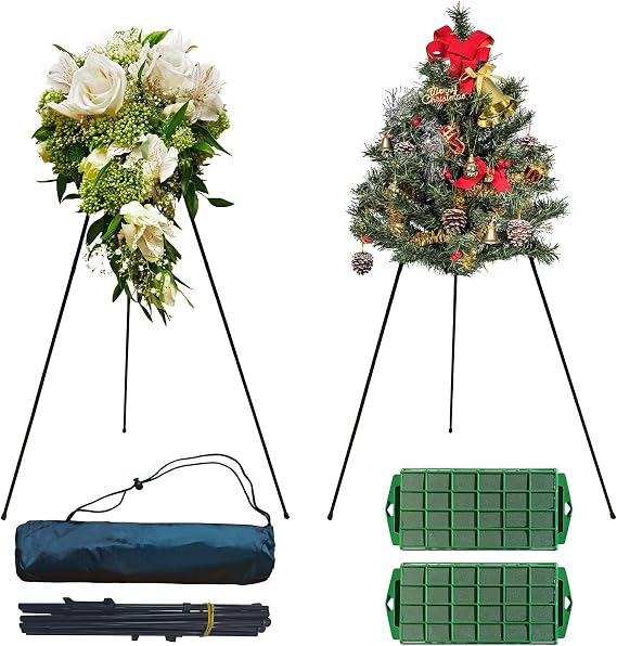 2PCS Wreath Stands Making Tool Kit,Metal Wreath Stand,Collapsible Flower Holder,49.9 inch,Floral Foam for Artificial Flowers, For DIY Flowers Decoration Stand.