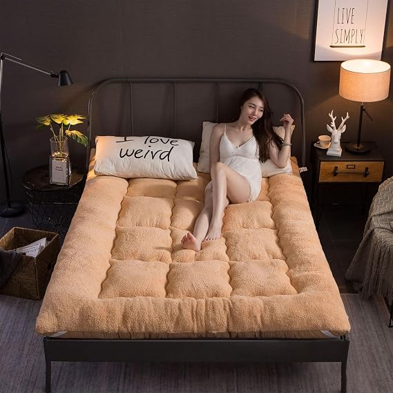 Japanese Floor Mattress for Adults, 4" Thick Roll Up Floor Bed Futon Mattress, Roll Up Mattress Shikibuton Mattress Guest Mattress Sleeping Pad, Quilting Futon Mattress King Size, 180x200cm